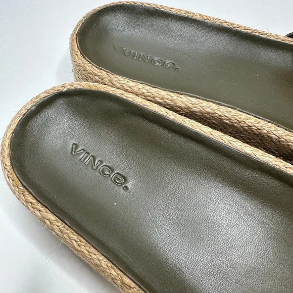 VINCE Grant Suede Buckle Espadrille Platform Slides in Spruce Size 11 - Picture 9 of 11